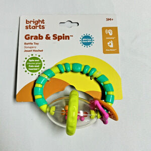 Bright Starts Grab & Spin Baby Rattle & BPA-Free Teether Toy Ages 3 Months+
